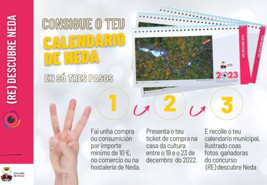Neda regalará a próxima semana o seu calendario municipal á clientela do comercio e da hostalería locais